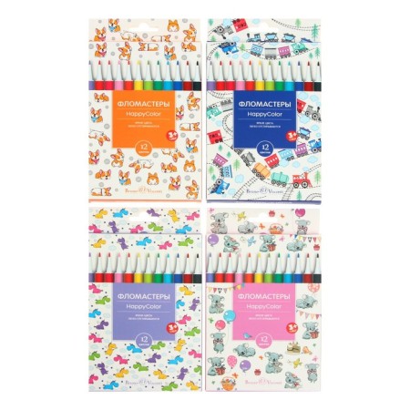 Flomasters 12 colors BrunovisConti Happycolor, mix