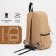 A backpack with a zipper, an outer pocket, 2 side pockets, beige color