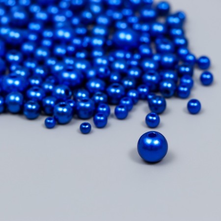 Beads for creativity plastic "Round. Deep blue" d = 3-8 mm, set 10 grams-1