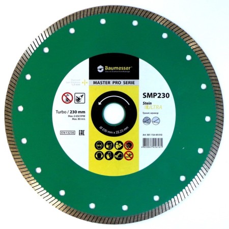 Diamond disk solid Baumesser Turbo Stein Ultra Pro, dry cut, 230 x 1.9 x 22.2 mm