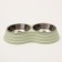 Metal dual bowl on a plastic base 2 x 160 ml, 25 x 14 x 5 cm, green