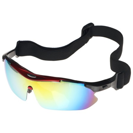 Bicycle glasses with interchangeable lenses in the case, red color-2