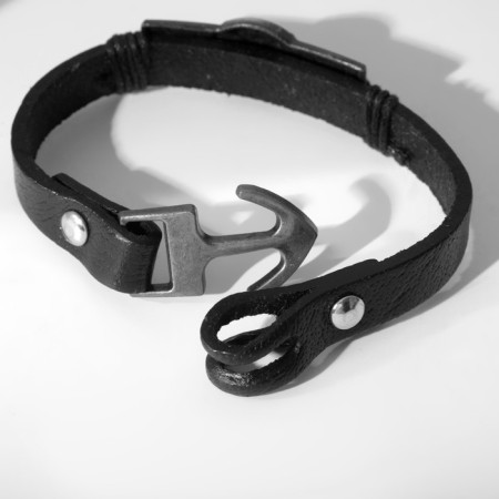 Male Bracelet "Shield", black color with black silver, 21 cm-3