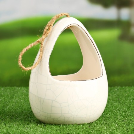 Kashpo suspended "Basket" white, 13x11x18cm-2