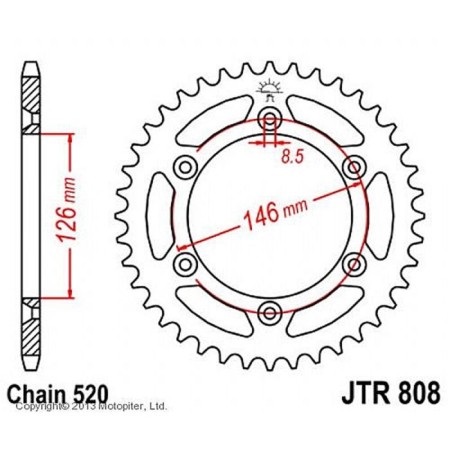 Vednoy star JT SPROCKETS JTR808-52, chain 520, 52 teeth