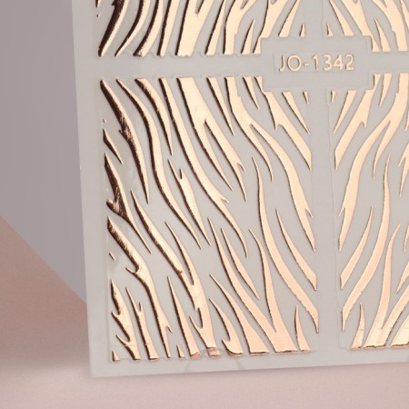 Zebra nail stickers, foil, pink gold color-2