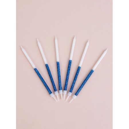 Candles for the cake "Brilliant radiance", 6 pcs, white with blue