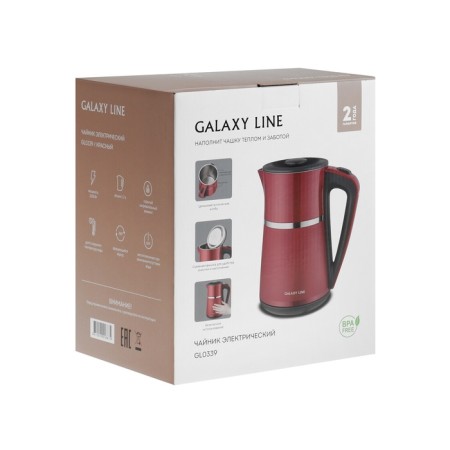 Electric kettle Galaxy Line GL 0339, stainless steel/plastic, 1.7 l, 2200 watts, red-7
