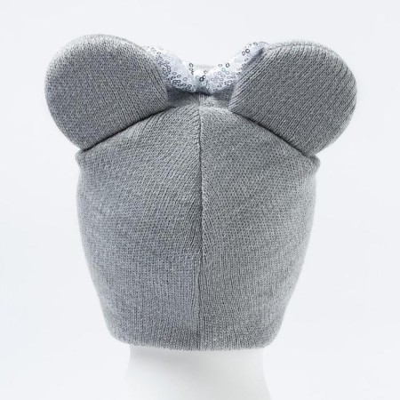 Hat for girls, color gray melange, size 42-46-4