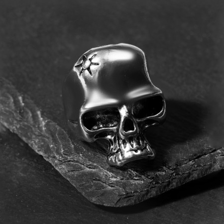 Ring "Right" Skull with the Sun, Color Black Silver, 18 size-3