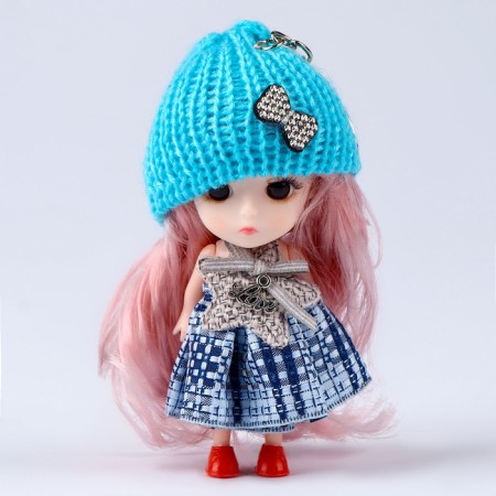 Trick "Doll" in a knitted cap, 9 cm