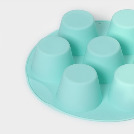 Baking uniform “Circle”, silicone, d = 25.5 cm, 7 cells (6 × 4 cm), color mix-2