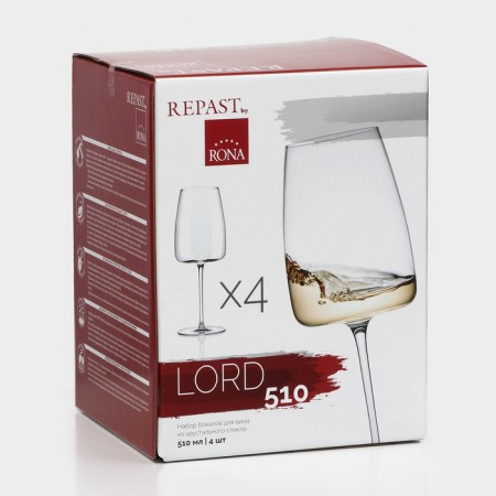 A set of glasses for wine, 510 ml, crystal glass, 4 pcs-7