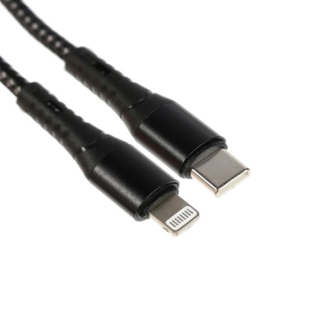 Type -C cable - Lightning, 3 A, 66 W, fast charging, fabric braid, 1 meter, black