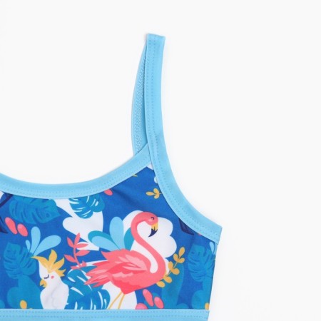 Separate swimsuit, blue/flamingos color, height 110 cm-6