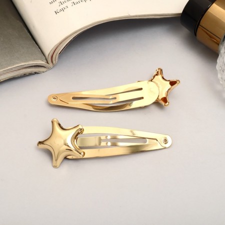 Invisible hair "Amanda" (set 2 pcs) star, 6.5 cm, gold-1