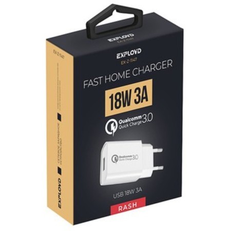 EXPLOYD EX-Z-1147, USB, 3 A, 18 W, fast charging, white, white-1