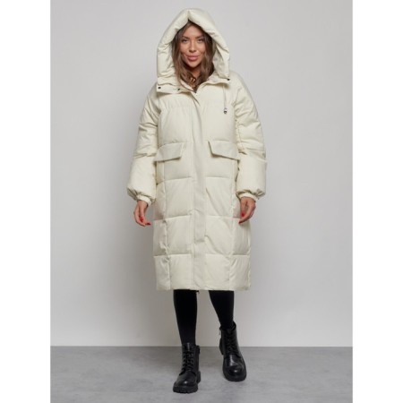 Coat insulated winter female, size 46, beige color-4