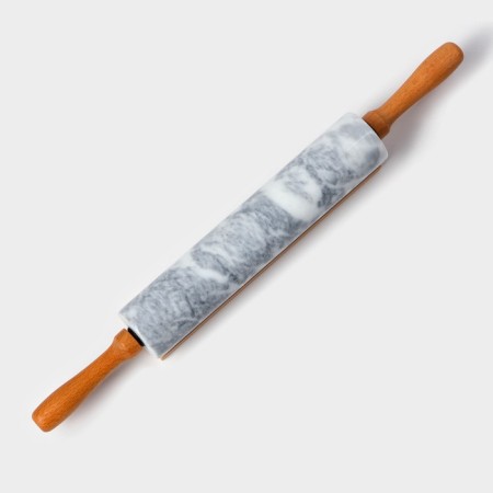 Magistro marble rolling pin, with a stand, 45 × 5 cm, white color-2