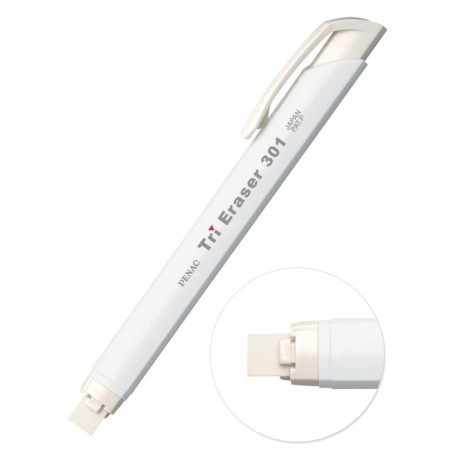 Eraser with Penac Tri Eraser holder, drawn up, white case-1