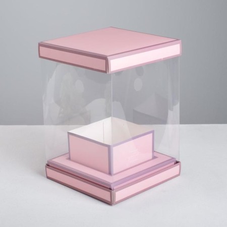 Gift box for flowers with a vase and PVC windows folding, packaging, “inspiration”, 16 x 23 x 16 cm-2