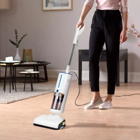 Vacuum cleaner 2 in 1 KT-5157-3, vertical, steam, 1000 watts, 1.2 l, heating 30 seconds, white and blue-1