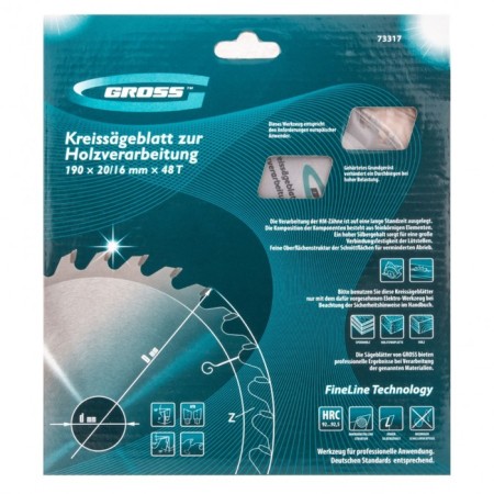 Disk of wood Gross 73317, 190x20/16 mm, 48 teeth-5