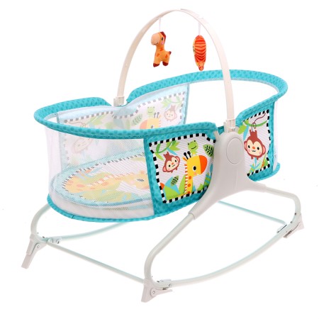 Musical cradle for newborns, blue color-3