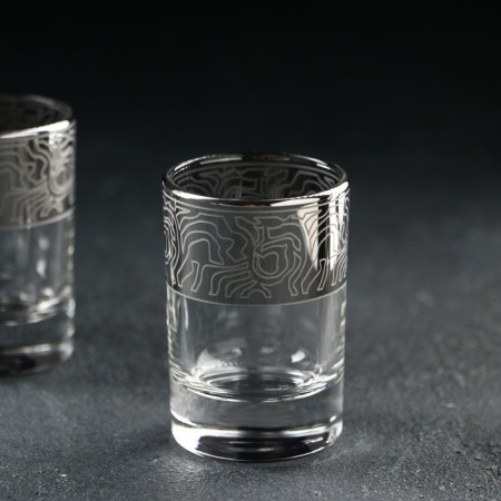 Set of drinking Jungle, 7 items: Capherine 500 ml, stack 6 × 50 ml, with engraving and spraying, Silver spraying color-1