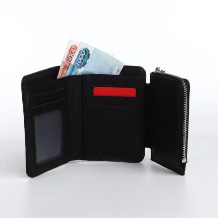 Women's wallet on a magnet, black color-5