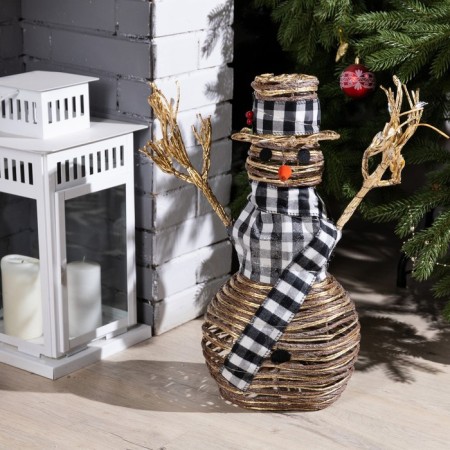 LED figure "Snowman" 24 × 50 × 15 cm, textiles, metal, batteries AAX2 (not in the kit), glow warm white-3