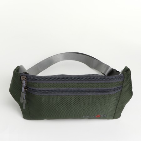 Lightning waist bag, 2 outer pockets, green color-1