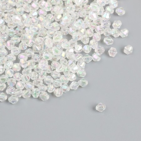Beads for creativity Plastic "Rhombus Crystal Holography White" set 20 grams 0.4x0.4 cm-1
