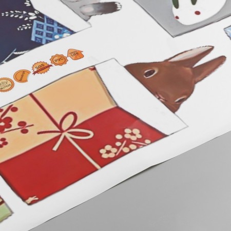 Interior plastic sticker "Bunnies in socks" 50x70 cm-1
