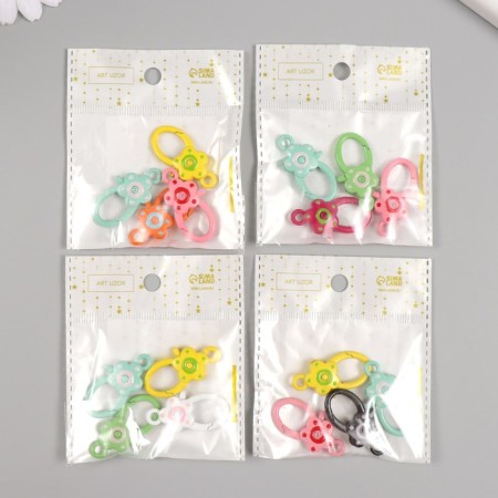 Carabiner Metal with a ring "Oval. Flower" mix 3.6x1.8 cm-4