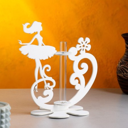 Wooden Kashpo 13.5 × 13 × 22 cm with 1 flask "ballerina", white give beautifully-1