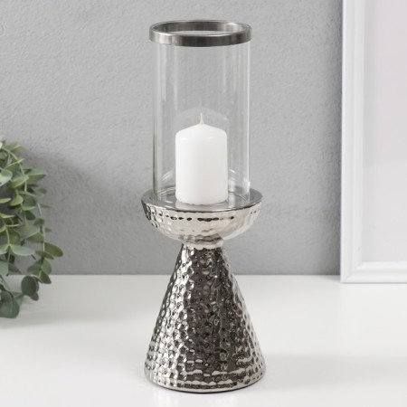 Ceramics candlestick, glass for 1 candle "ibis" d = 7.5 cm silver 10.5x10.5x29.5 cm-3