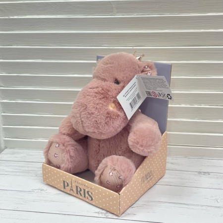 Soft toy "Hippo", dark pink color, 21 cm xy22442/c-1
