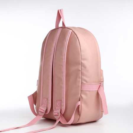 Youth backpack on a zipper, 3 pockets, pink color-3
