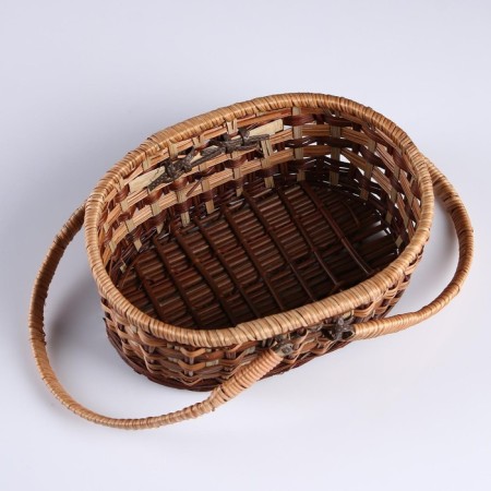 Basket "Picnic", without a lid with 2 handles, 26 × 21 × 12/24, rattan-3
