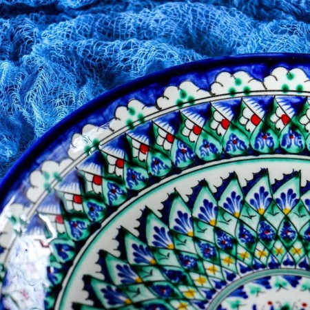 Largan Rishtan ceramics "Patterns", 25 cm, blue-6