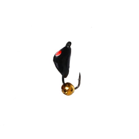 Mormyshka washing black, red eye + ball gold, weight 1 g-1
