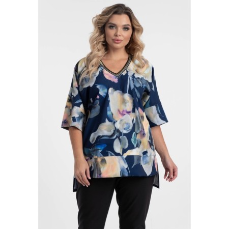 Female blouse, size 52, blue, beige color