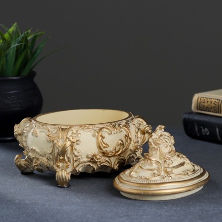 Casket, ivory/gold 15x12x14cm-2