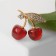 Brooch "Cherry" bulk, red-white color in gold