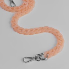 A chain for a bag, plastic, with carbines, 23 × 17 mm, 68 cm, apricot/silver color