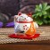 Souvenir Cot Pigger Ceramics "Maneki-Neko with a fish on the pillow" 6.5x7.5x6.3 cm