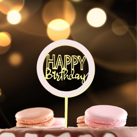 Topper "Happy Birthday", Golden Color-1