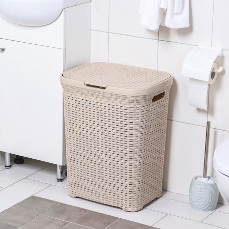 Besnaya basket with a rattan lid, 60 l, 34 × 44 × 55 cm, Latte color-10