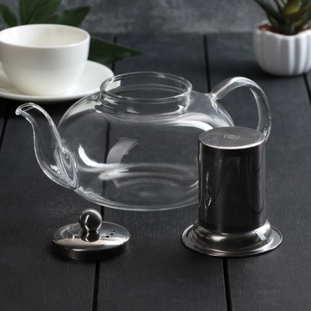 Glass teapot with a metal sieve "Caliopa", 1 liter-5